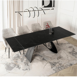Стол раскладной Mebel Elite Devon 160/220 (Black Marble/Black) Thumb