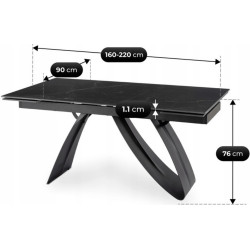 Стол раскладной Mebel Elite Devon 160/220 (Black Marble/Black) Thumb