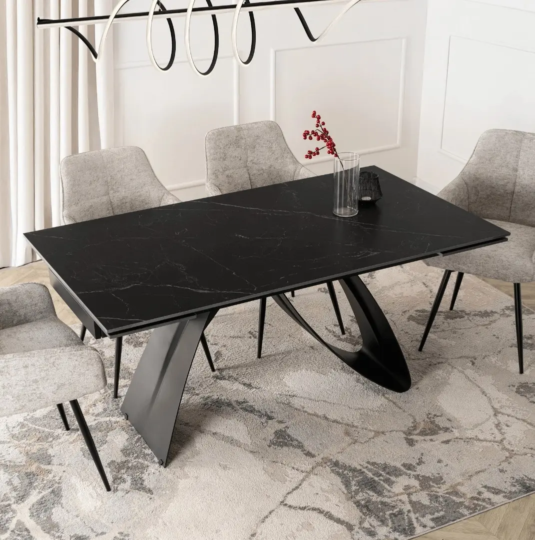Стол раскладной Mebel Elite Devon 160/220 (Black Marble/Black)