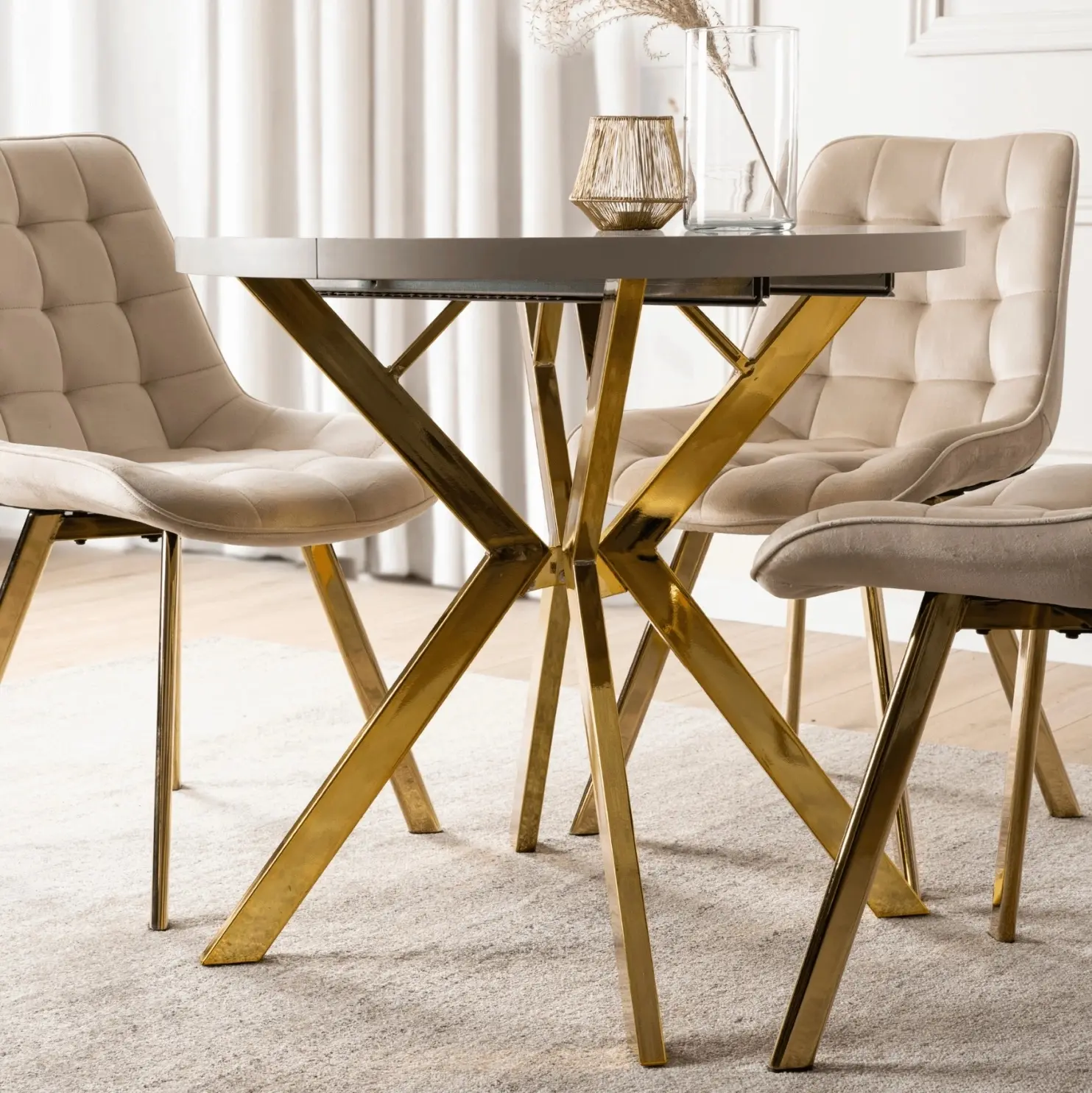 Стол раскладной Mebel Elite Dorian 80/160 (Cashmere/Gold) - 7