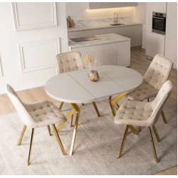 Стол раскладной Mebel Elite Dorian 80/160 (Cashmere/Gold) Thumb