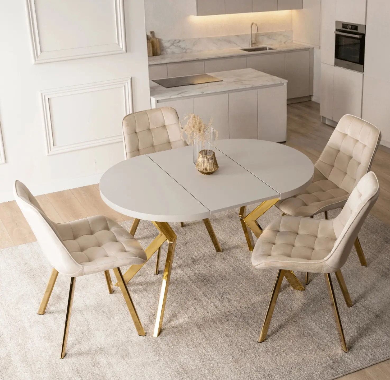 Стол раскладной Mebel Elite Dorian 80/160 (Cashmere/Gold) - 8