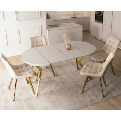 Стол раскладной Mebel Elite Dorian 80/160 (Cashmere/Gold) Thumb