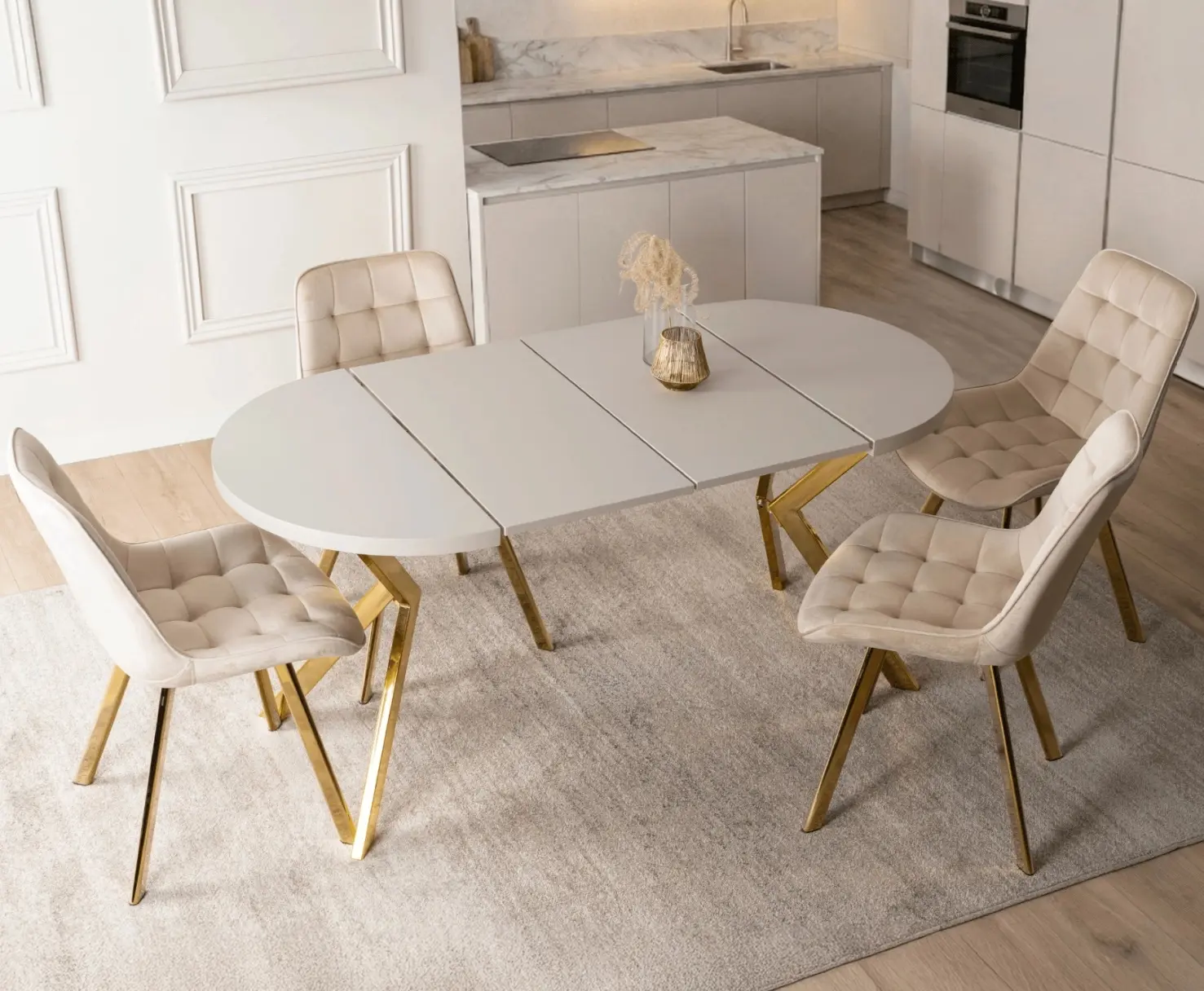 Стол раскладной Mebel Elite Dorian 80/160 (Cashmere/Gold) - 9