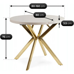 Стол раскладной Mebel Elite Dorian 80/160 (Cashmere/Gold) Thumb