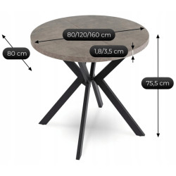 Стол раскладной Mebel Elite Dorian 80-160 (Concrete/Black) Thumb