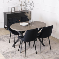 Стол раскладной Mebel Elite Dorian 80-160 (Concrete/Black) Thumb