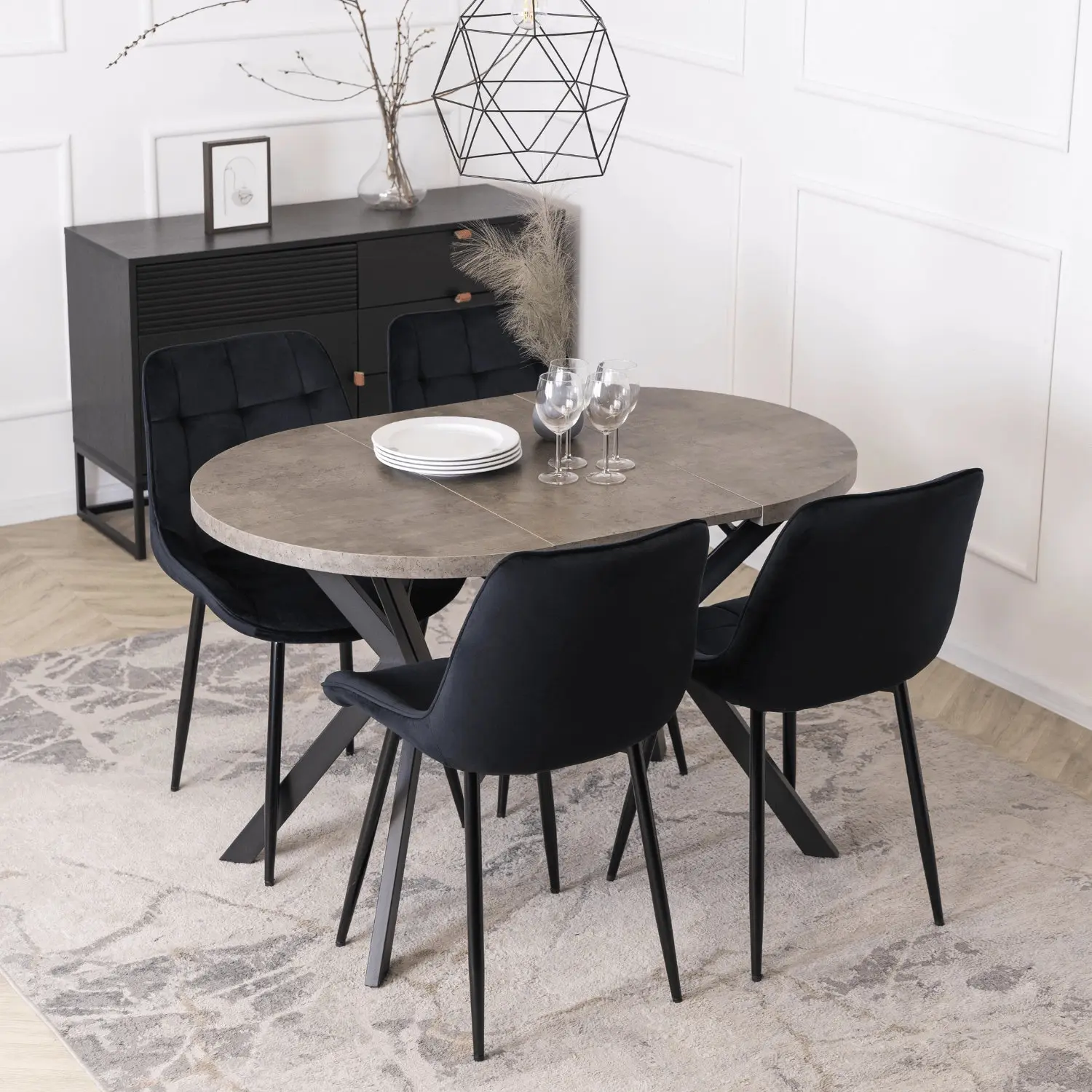 Стол раскладной Mebel Elite Dorian 80-160 (Concrete/Black) - 8
