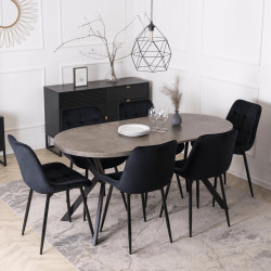Стол раскладной Mebel Elite Dorian 80-160 (Concrete/Black) Thumb
