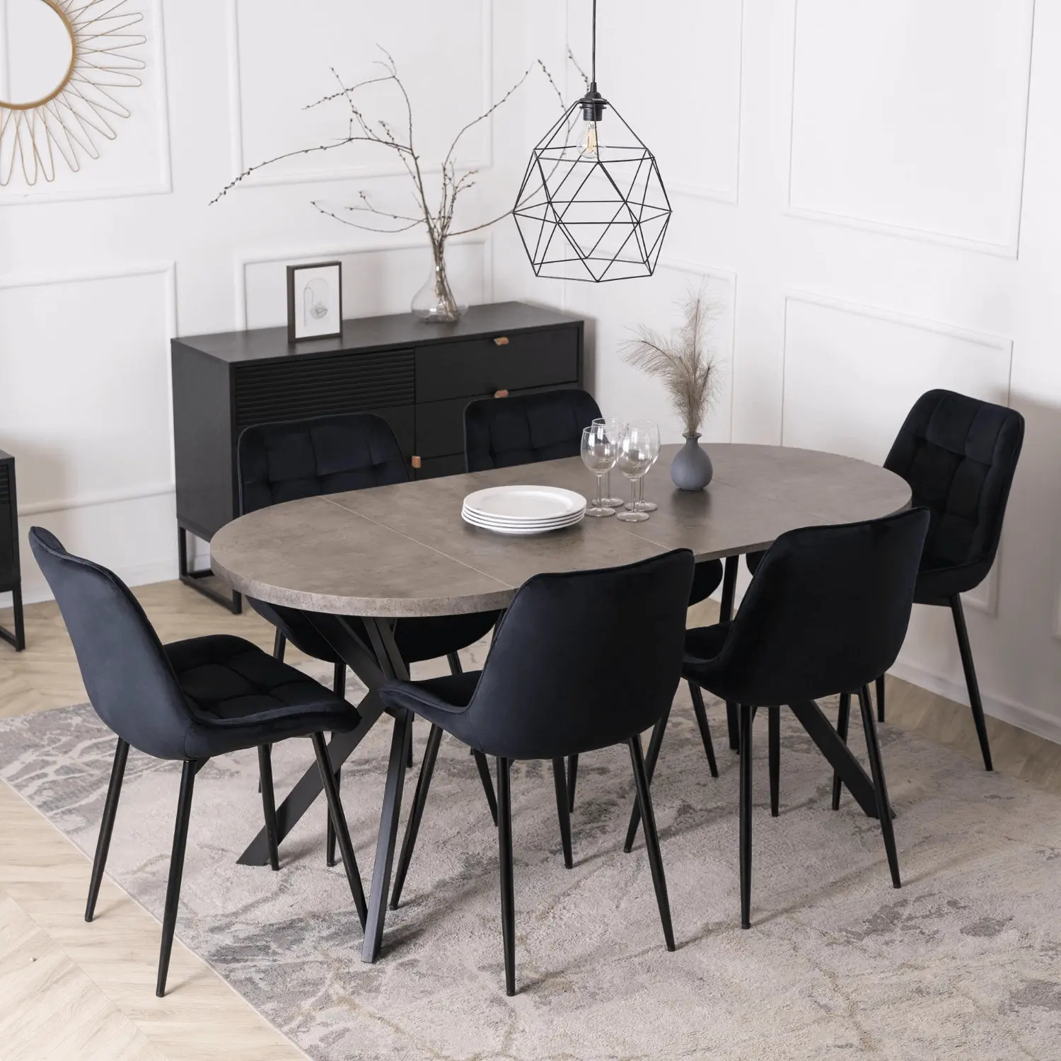 Стол раскладной Mebel Elite Dorian 80-160 (Concrete/Black) - 9