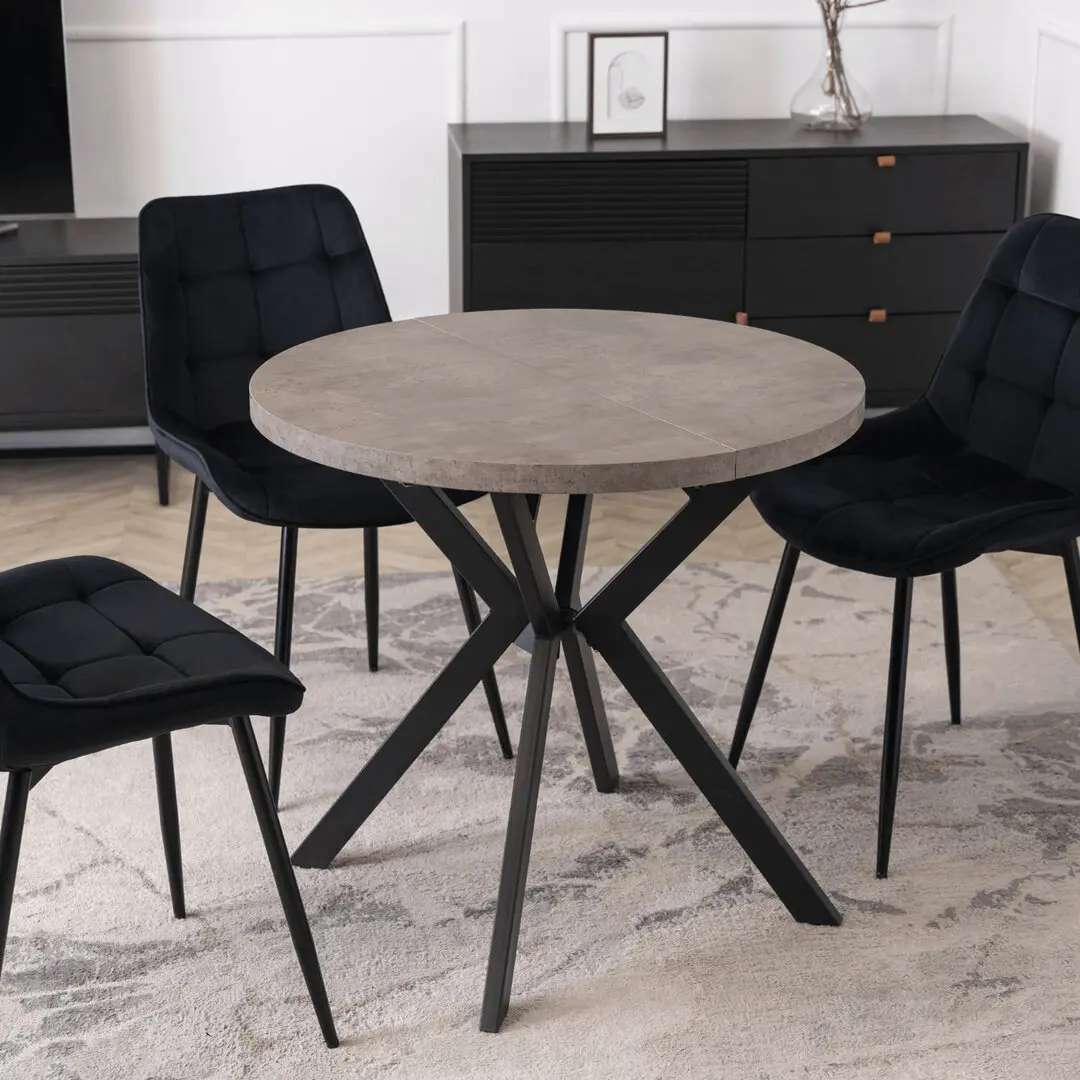 Стол раскладной Mebel Elite Dorian 80-160 (Concrete/Black)