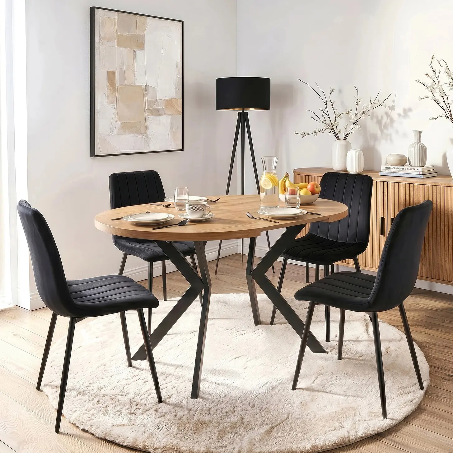 Стол раскладной Mebel Elite Dorian 80/160 (Golden Oak/Black) - 6