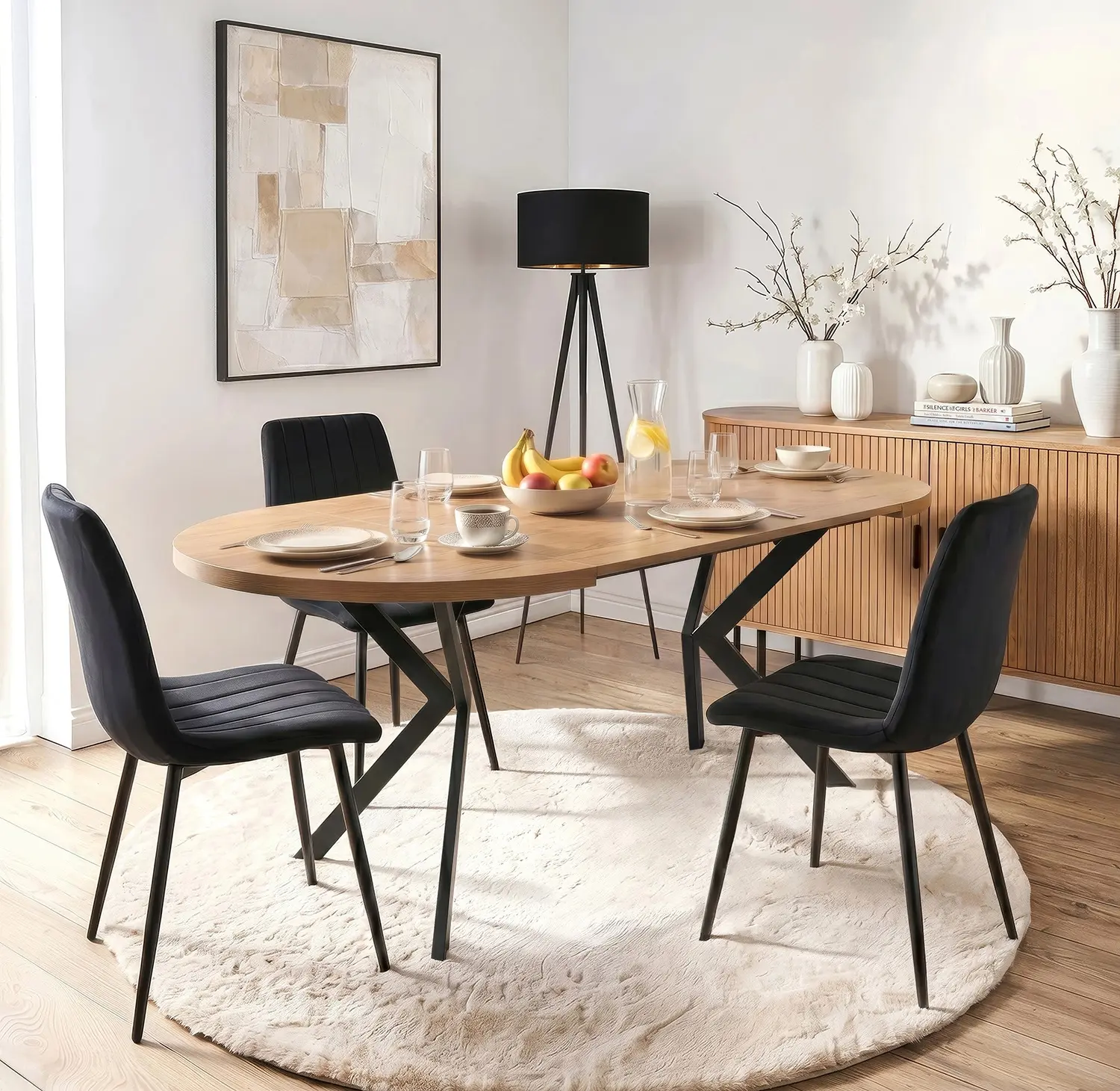 Стол раскладной Mebel Elite Dorian 80/160 (Golden Oak/Black) - 7