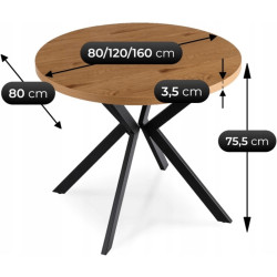 Стол раскладной Mebel Elite Dorian 80/160 (Golden Oak/Black) Thumb