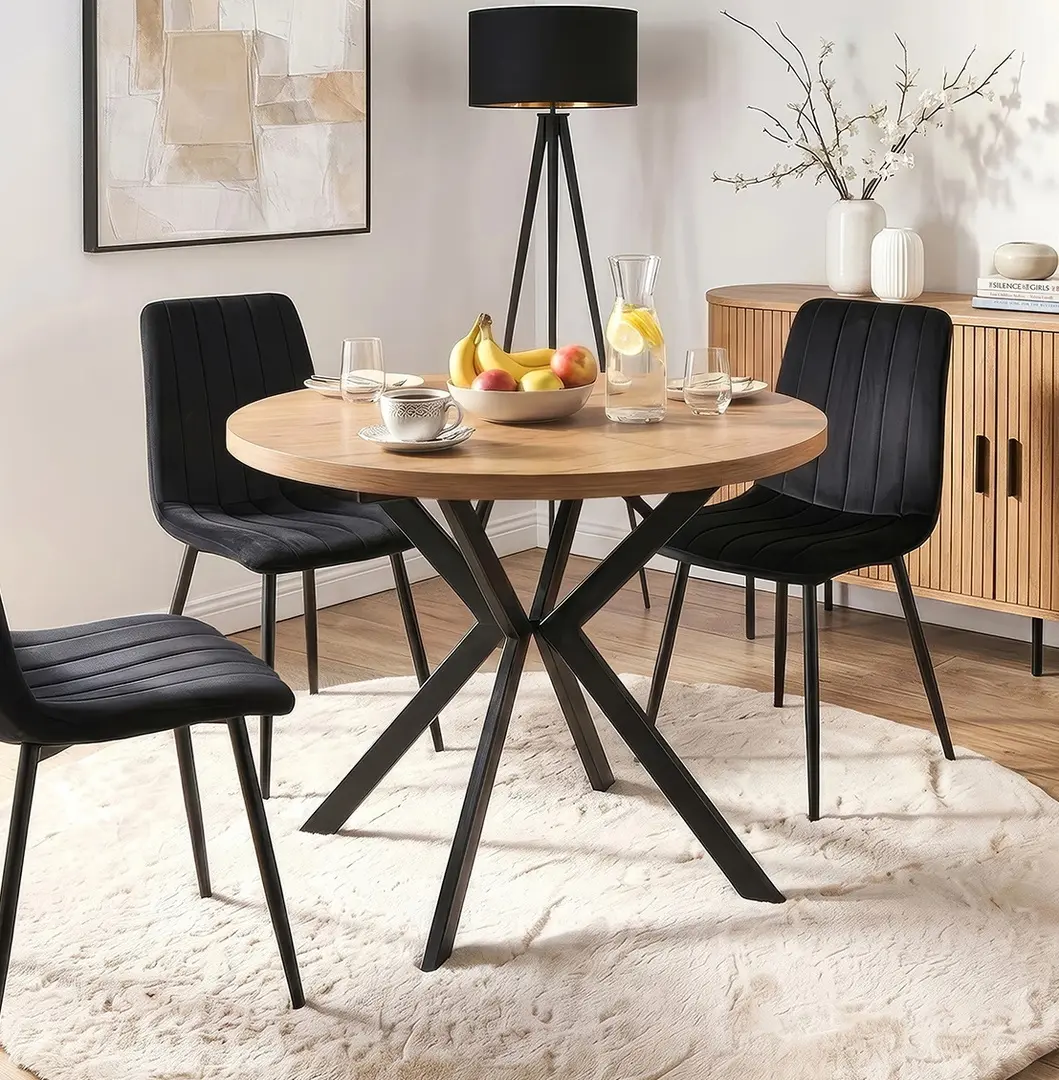 Стол раскладной Mebel Elite Dorian 80/160 (Golden Oak/Black)