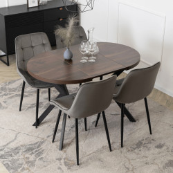 Стол раскладной Mebel Elite Dorian 80-160 (Walnut/Black) Thumb