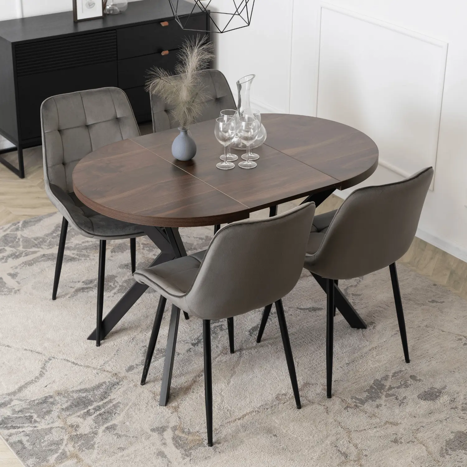 Стол раскладной Mebel Elite Dorian 80-160 (Walnut/Black)