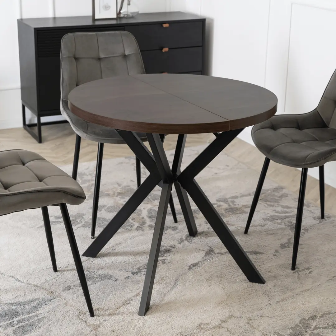 Стол раскладной Mebel Elite Dorian 80-160 (Walnut/Black)