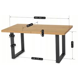 Masa extensibila Mebel Elite Edwin 160/260x77 (Craft Oak Golden/Black) Thumb