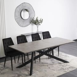 Стол раскладной Mebel Elite Hamilton 160/200x74 (Concrete/Black) Thumb