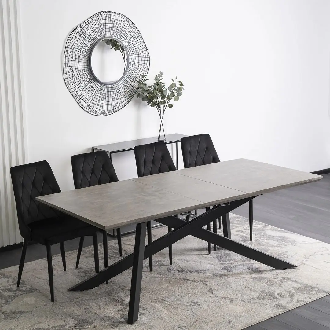 Стол раскладной Mebel Elite Hamilton 160/200x74 (Concrete/Black) - 11