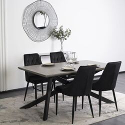 Стол раскладной Mebel Elite Hamilton 160/200x74 (Concrete/Black) Thumb