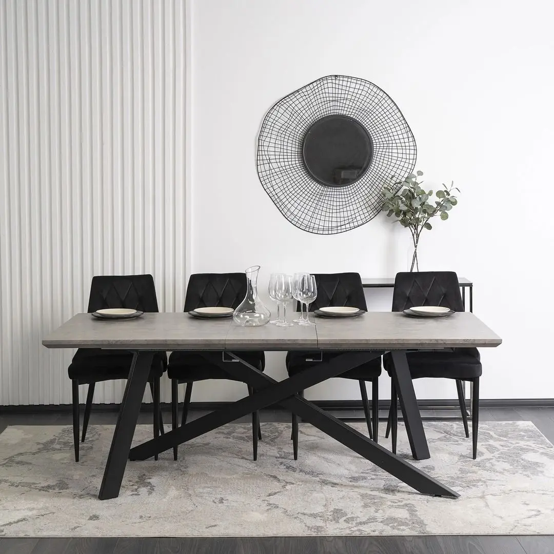 Стол раскладной Mebel Elite Hamilton 160/200x74 (Concrete/Black) - 9