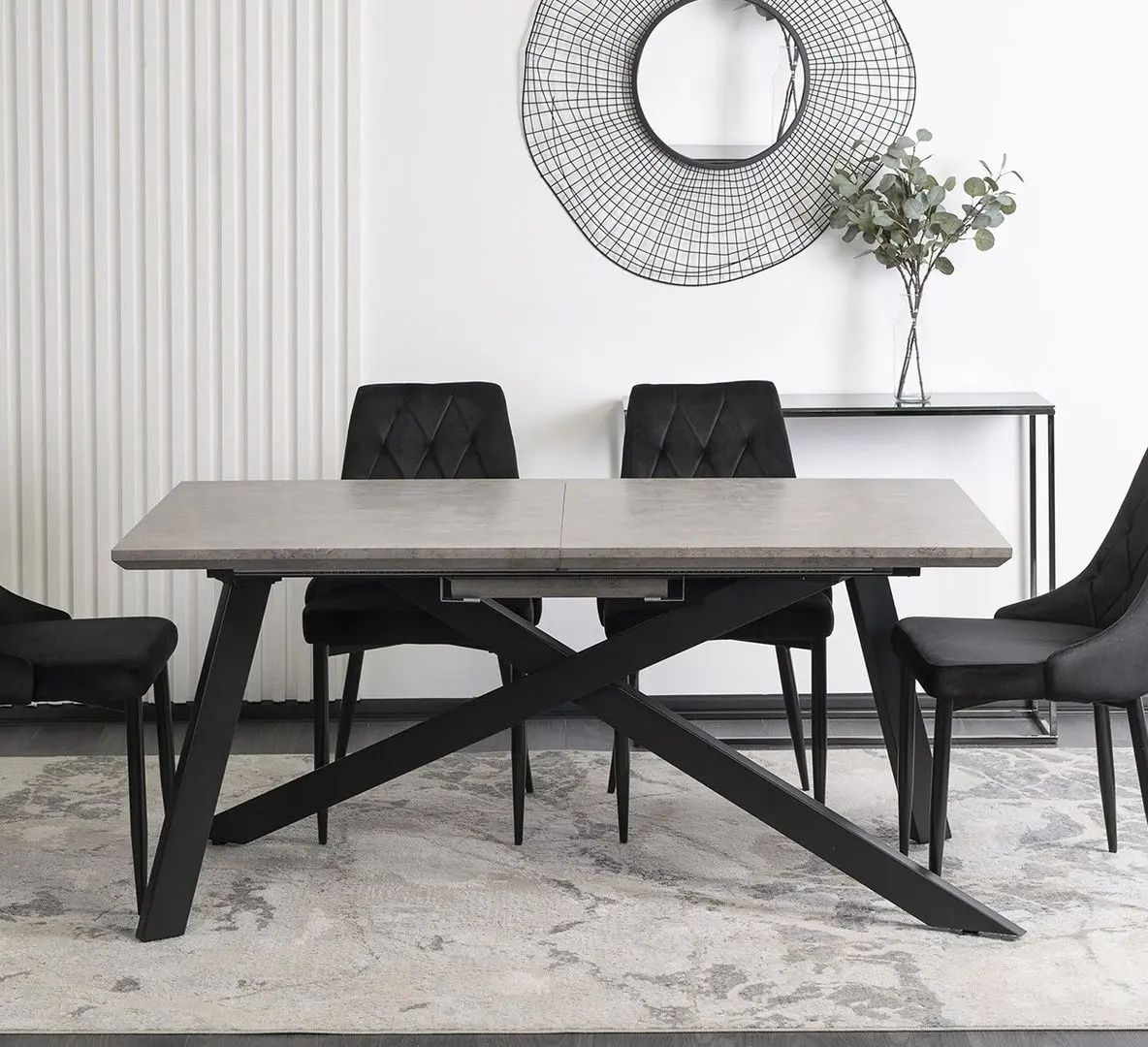 Стол раскладной Mebel Elite Hamilton 160/200x74 (Concrete/Black)