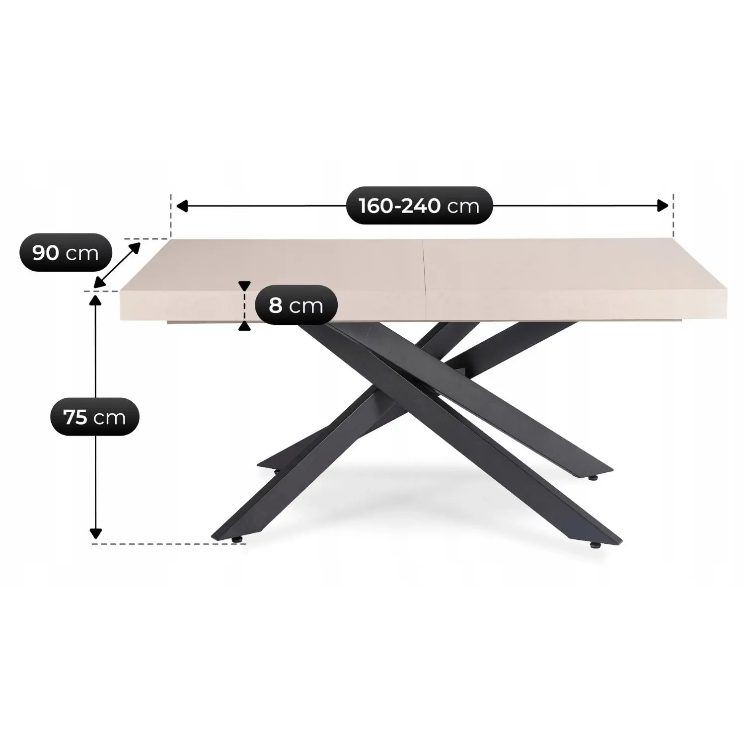 Masa extensibila Mebel Elite Hampton 160-240 (Cashmere/Black) - 8