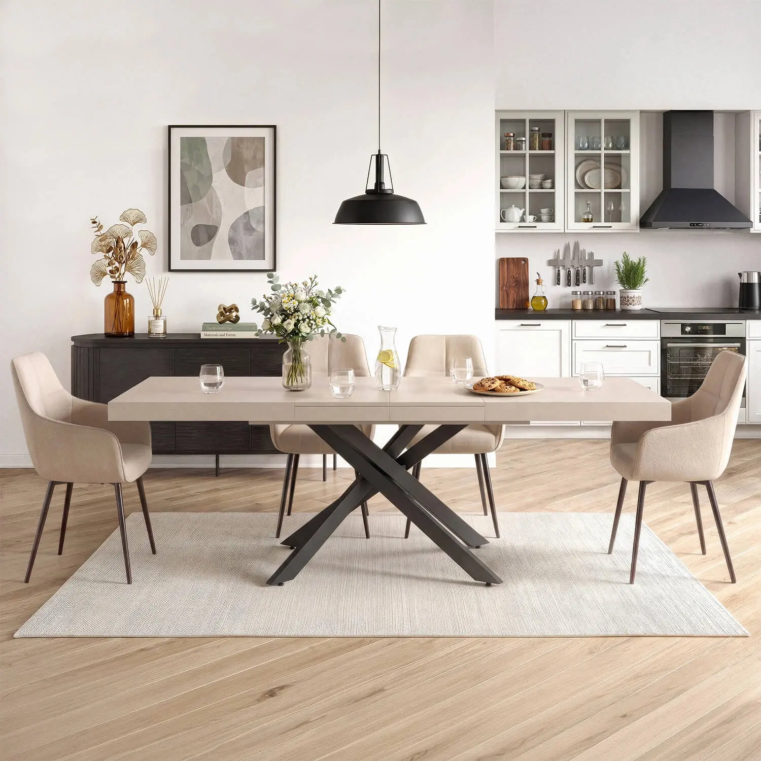 Masa extensibila Mebel Elite Hampton 160-240 (Cashmere/Black) - 9