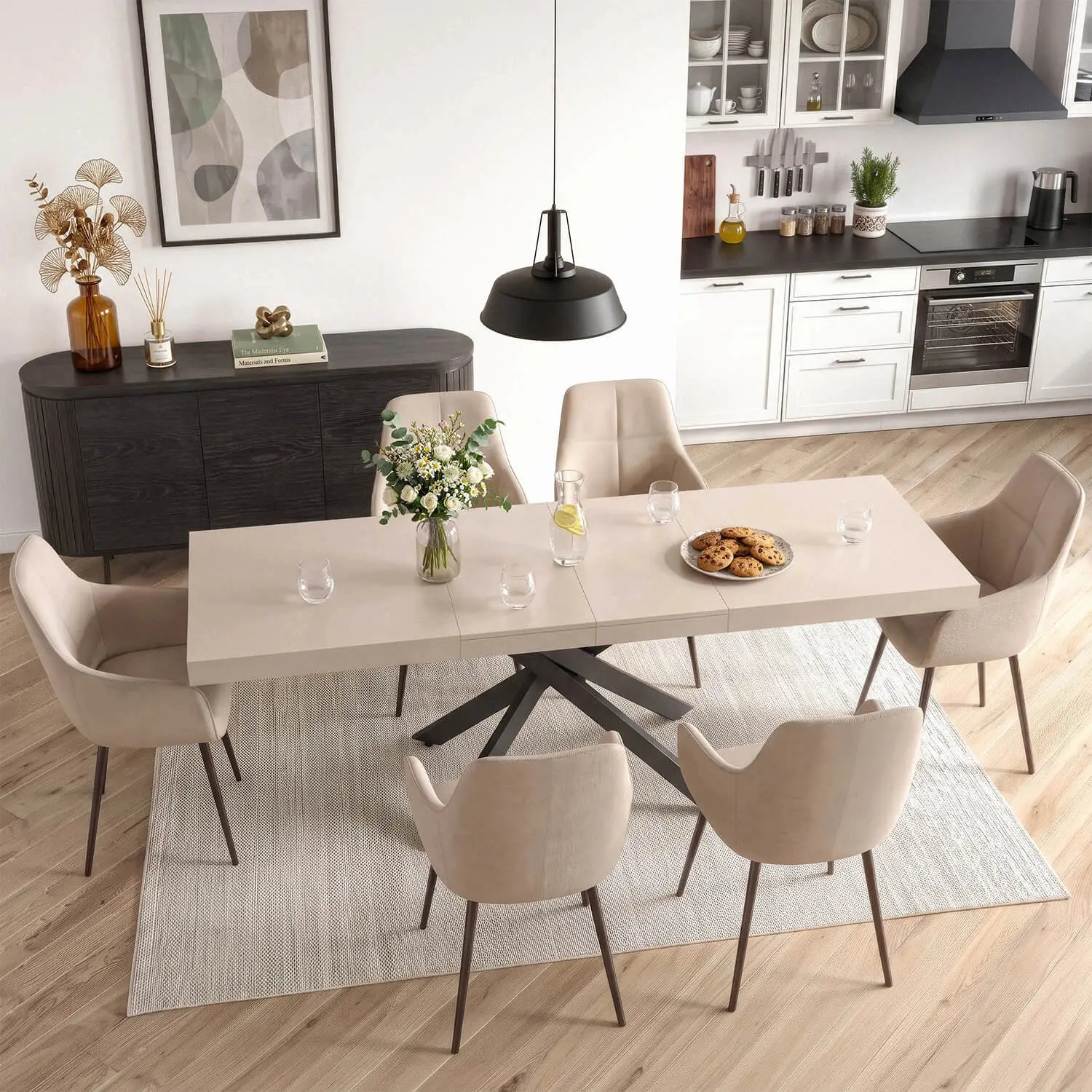 Masa extensibila Mebel Elite Hampton 160-240 (Cashmere/Black) - 10