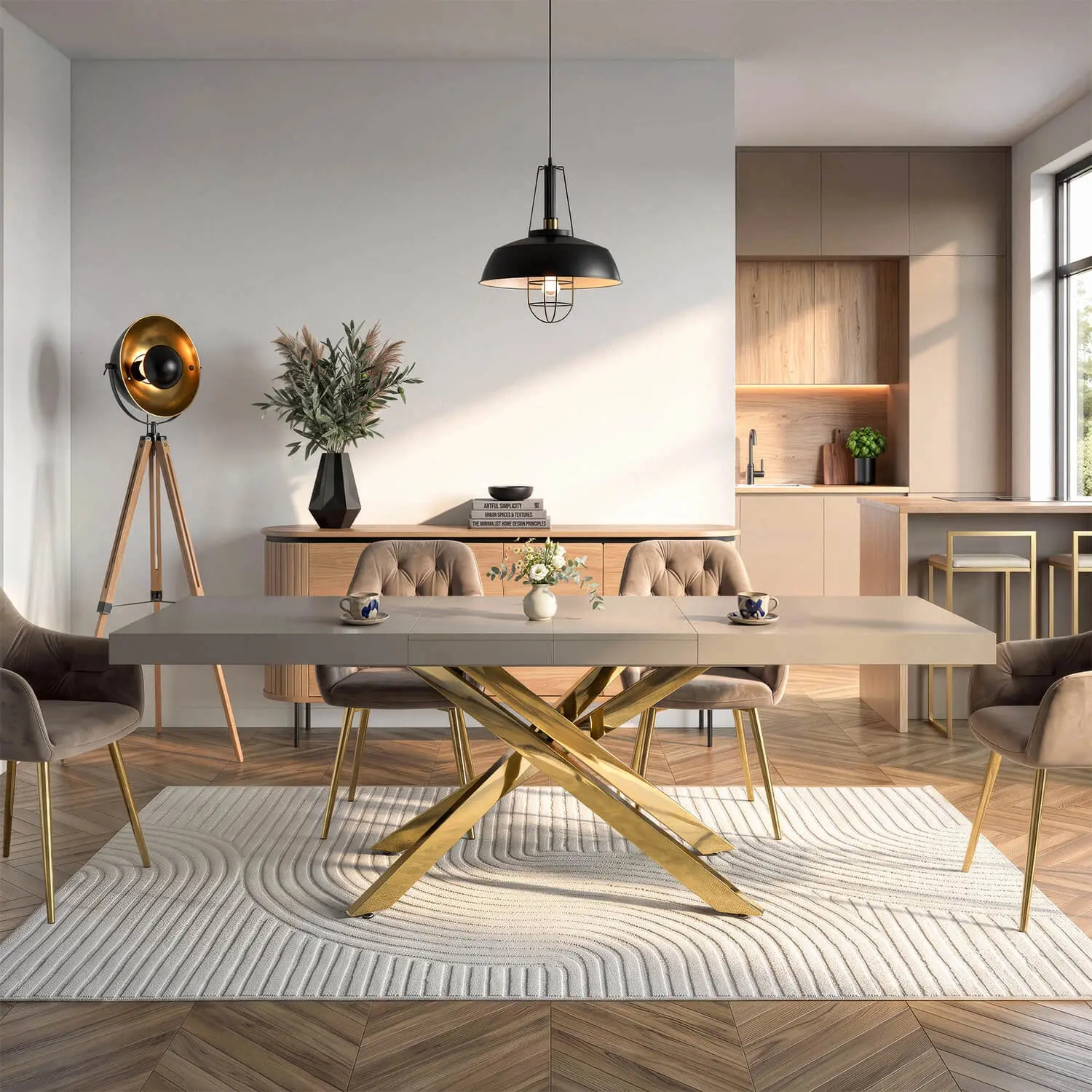Masa extensibila Mebel Elite Hampton 160-240 (Cashmere/Gold) - 11