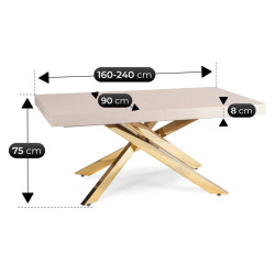 Masa extensibila Mebel Elite Hampton 160-240 (Cashmere/Gold) Thumb