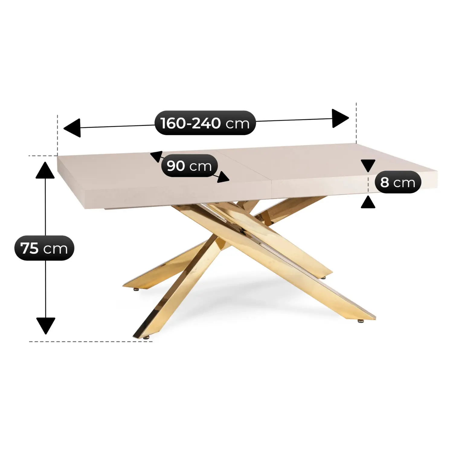 Masa extensibila Mebel Elite Hampton 160-240 (Cashmere/Gold) - 9