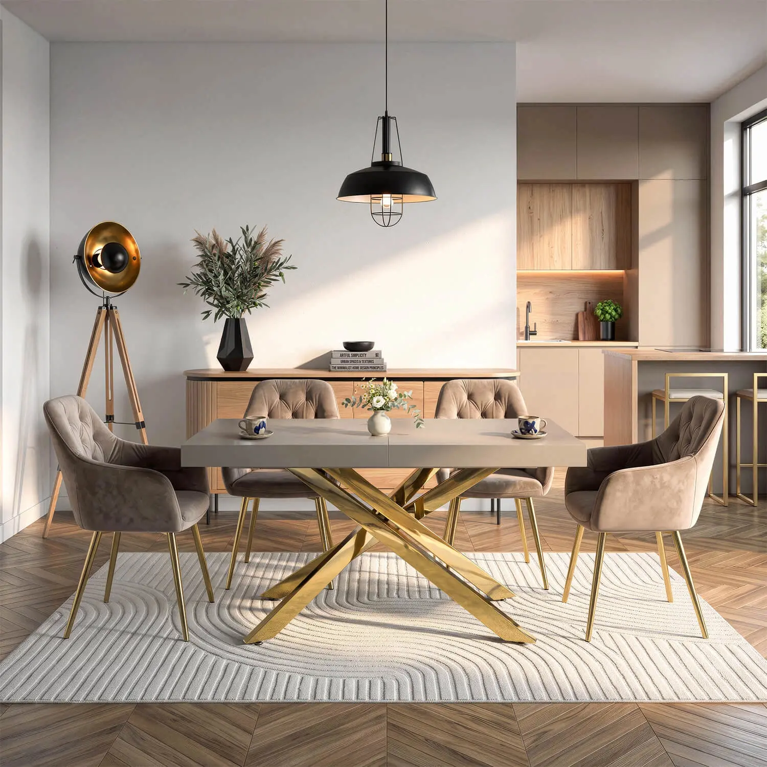 Masa extensibila Mebel Elite Hampton 160-240 (Cashmere/Gold) - 10