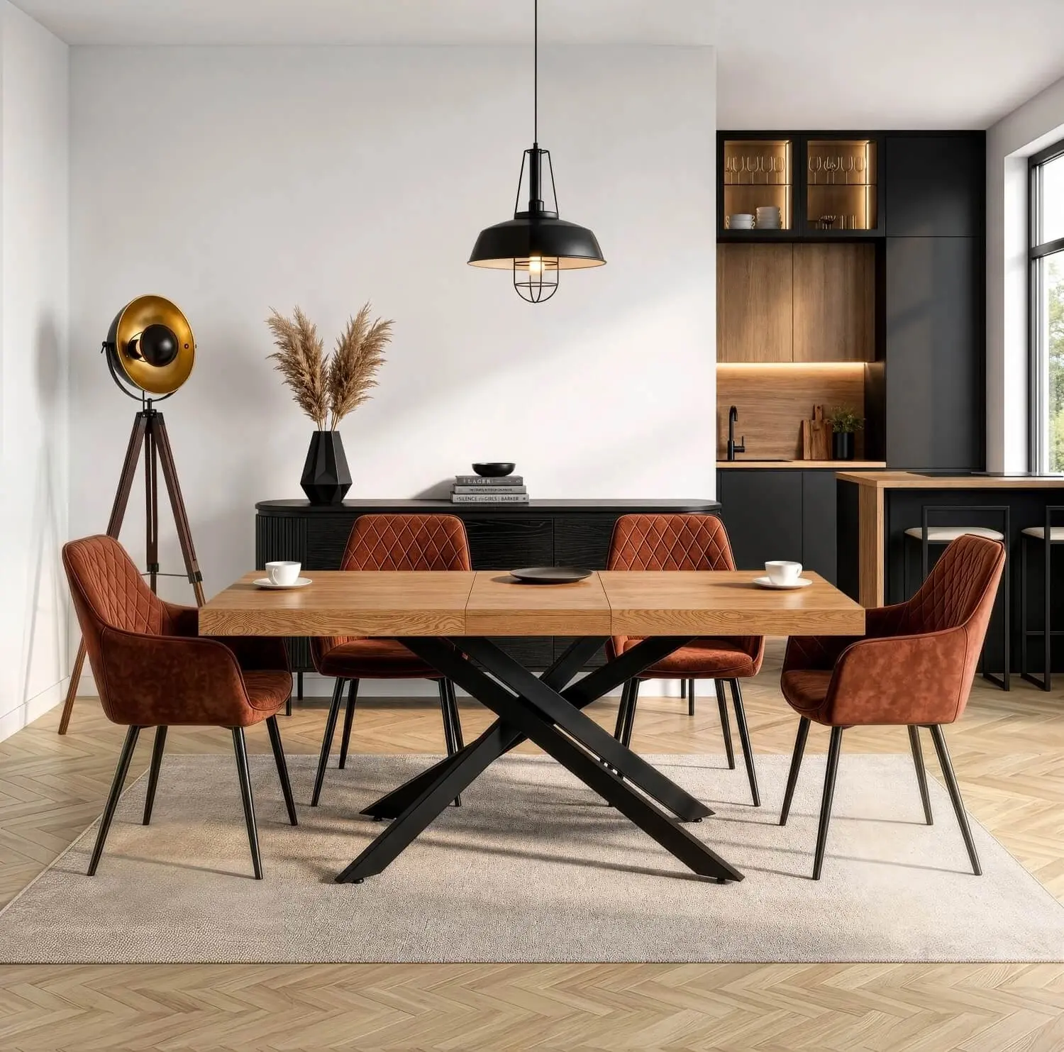 Стол раскладной Mebel Elite Hampton 160/240 (Golden Oak/Black) - 6