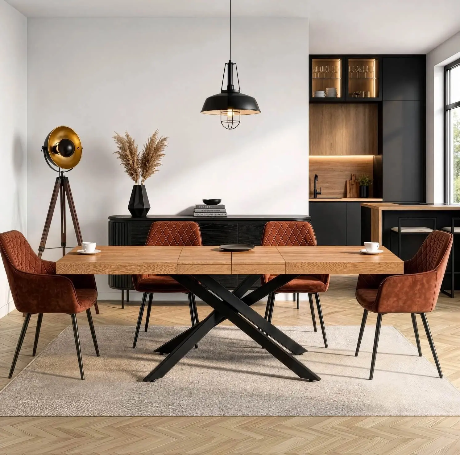 Стол раскладной Mebel Elite Hampton 160/240 (Golden Oak/Black) - 7