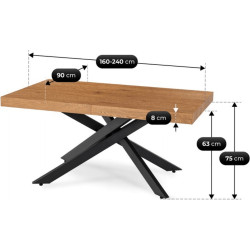 Стол раскладной Mebel Elite Hampton 160/240 (Golden Oak/Black) Thumb