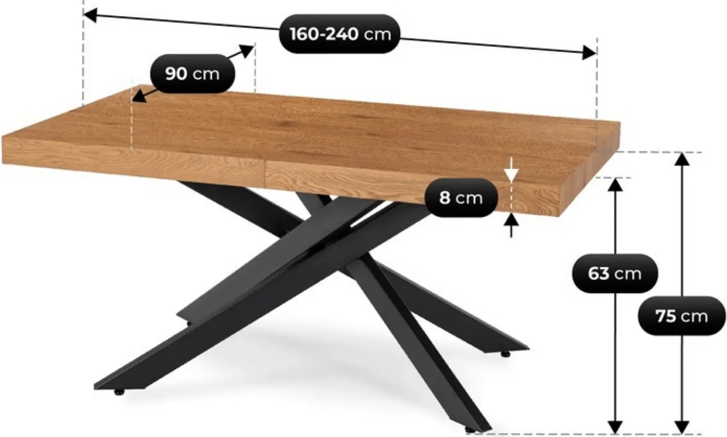 Стол раскладной Mebel Elite Hampton 160/240 (Golden Oak/Black) - 8