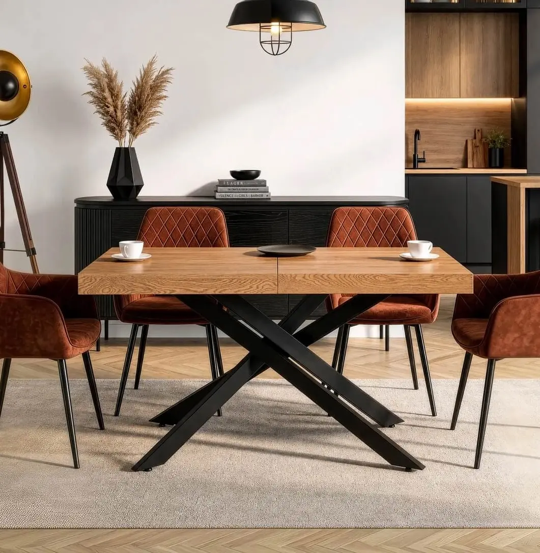 Стол раскладной Mebel Elite Hampton 160/240 (Golden Oak/Black)