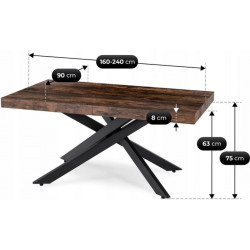 Стол раскладной Mebel Elite Hampton 160/240 (Rustic Oak/Black) Thumb