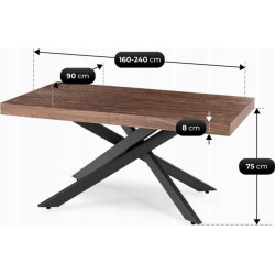 Стол раскладной Mebel Elite Hampton 160/240 (Walnut/Black) Thumb