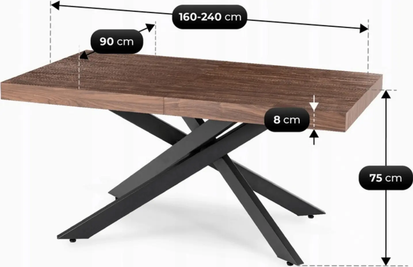 Стол раскладной Mebel Elite Hampton 160/240 (Walnut/Black) - 6