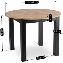 Стол раскладной Mebel Elite Harry 102/142 (Artisan Oak/Black) Thumb