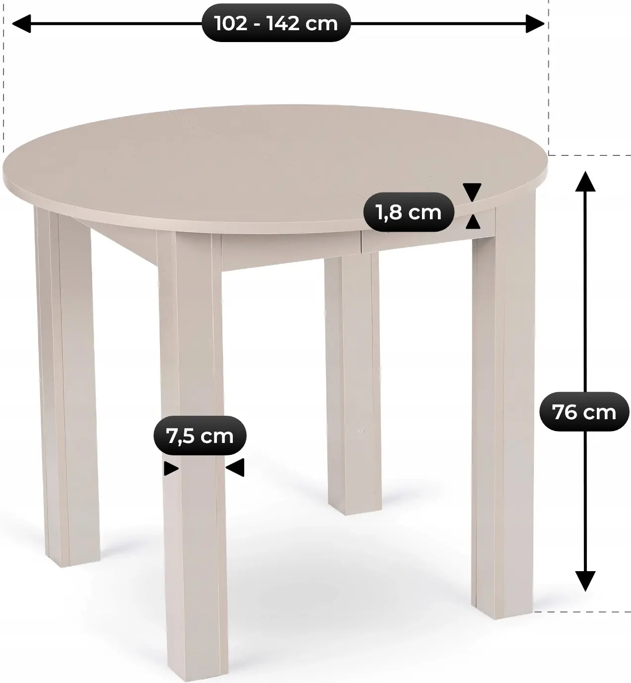 Стол раскладной Mebel Elite Harry 102/142 (Cashmere) - 10