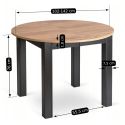 Стол раскладной Mebel Elite Harry 102/142 (Craft Oak/Black) Thumb