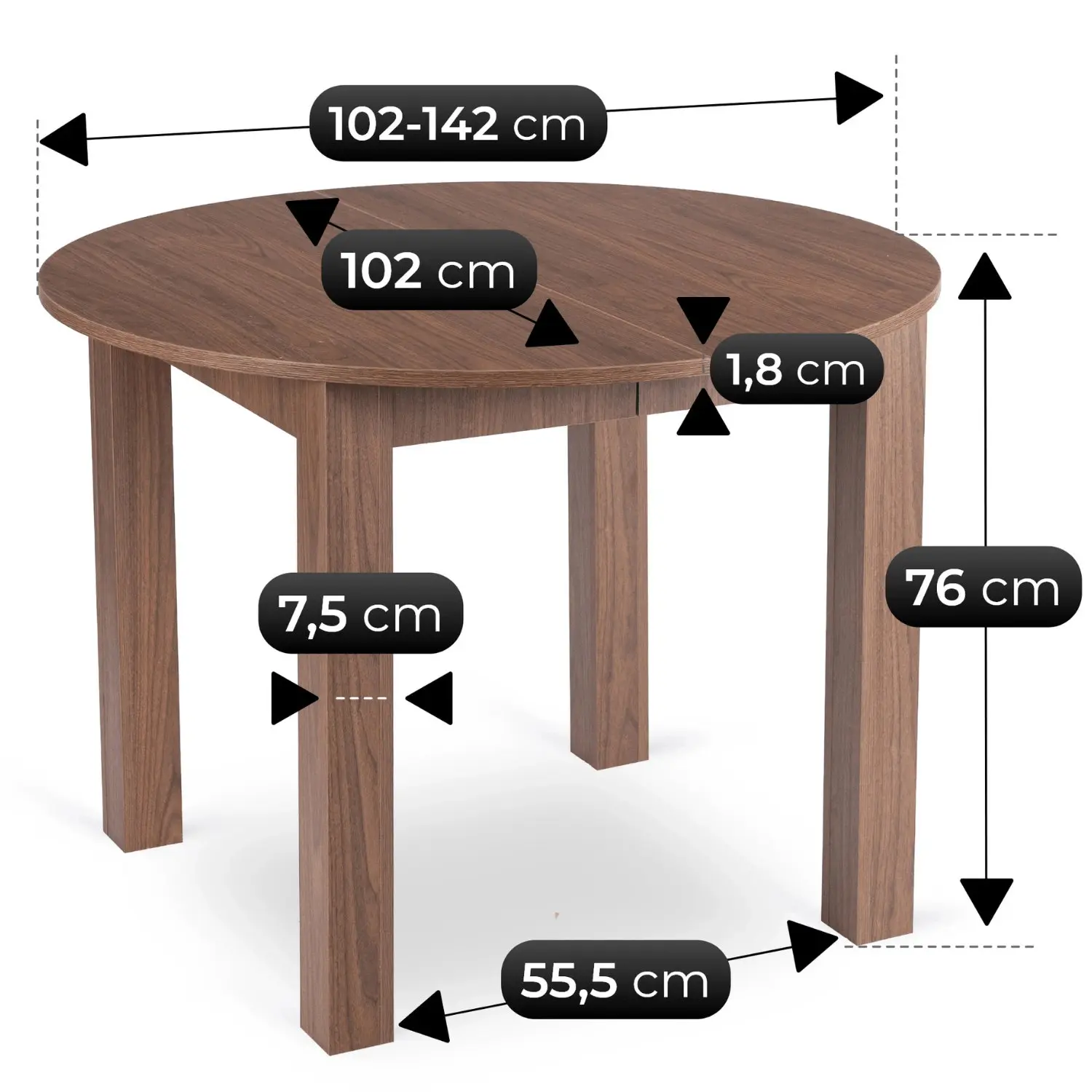 Стол раскладной Mebel Elite Harry 102-142 (Nice Walnut) - 6