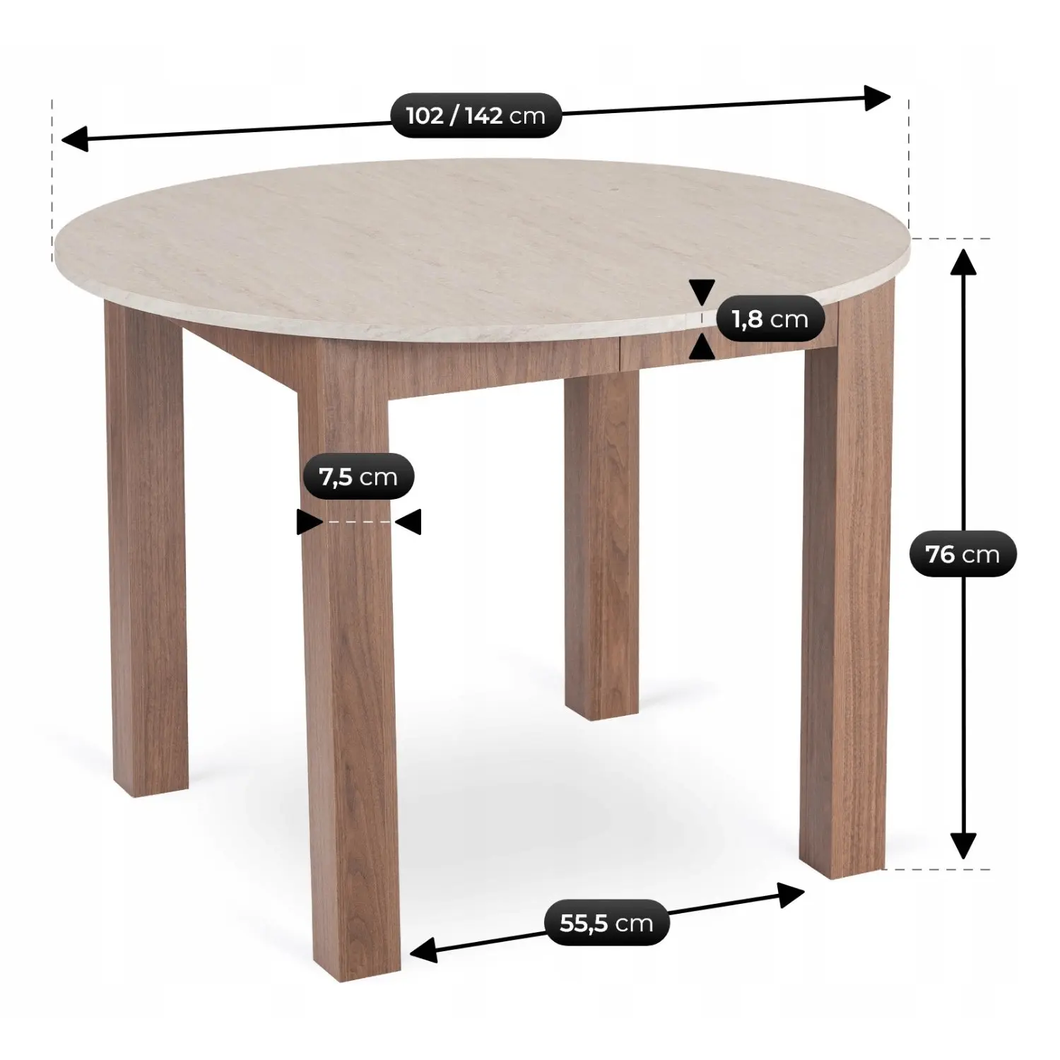 Стол раскладной Mebel Elite Harry 102-142 (Travertine/Nice Walnut) - 6