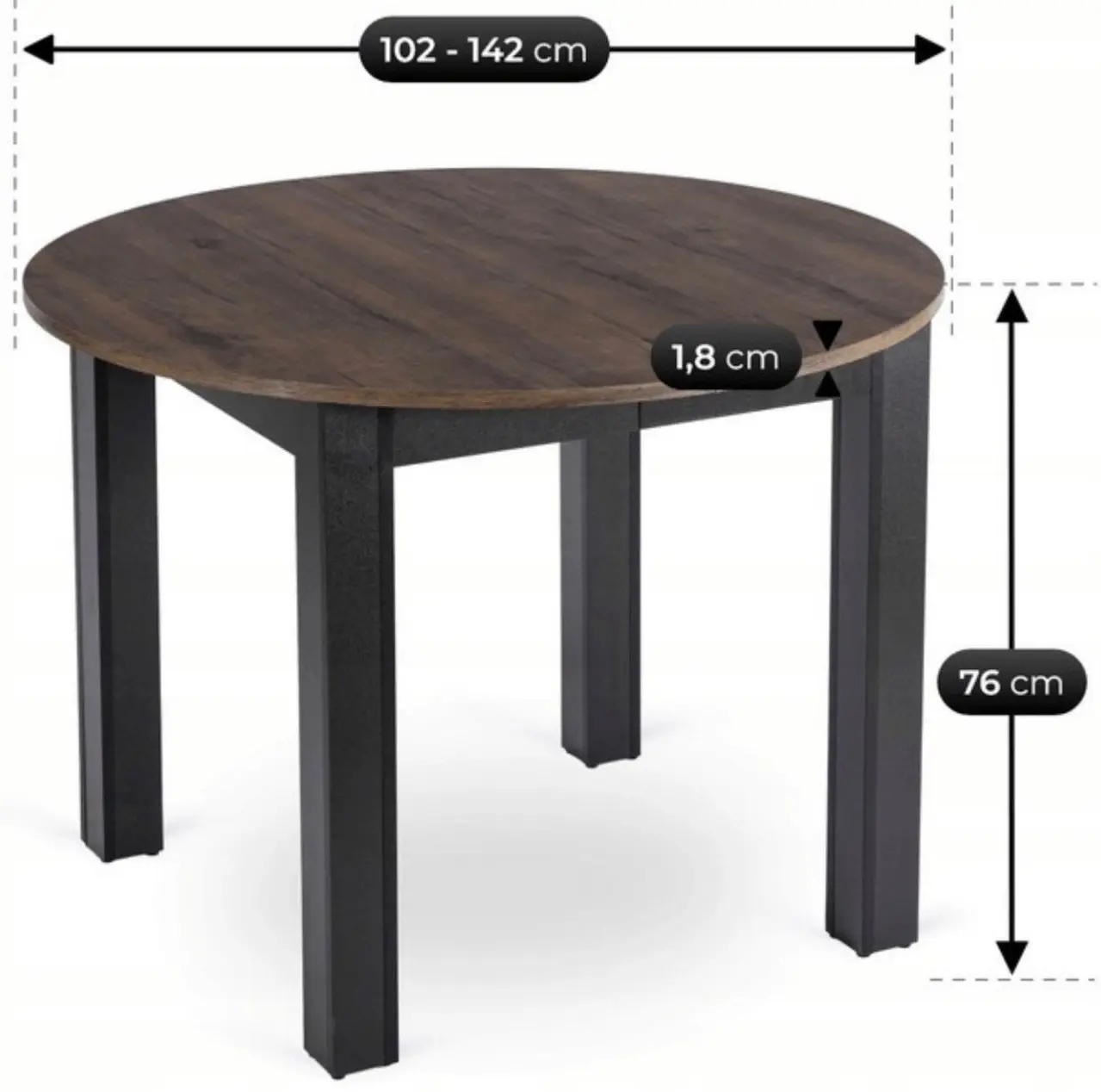 Стол раскладной Mebel Elite Harry 102/142 (Walnut/Black) - 6
