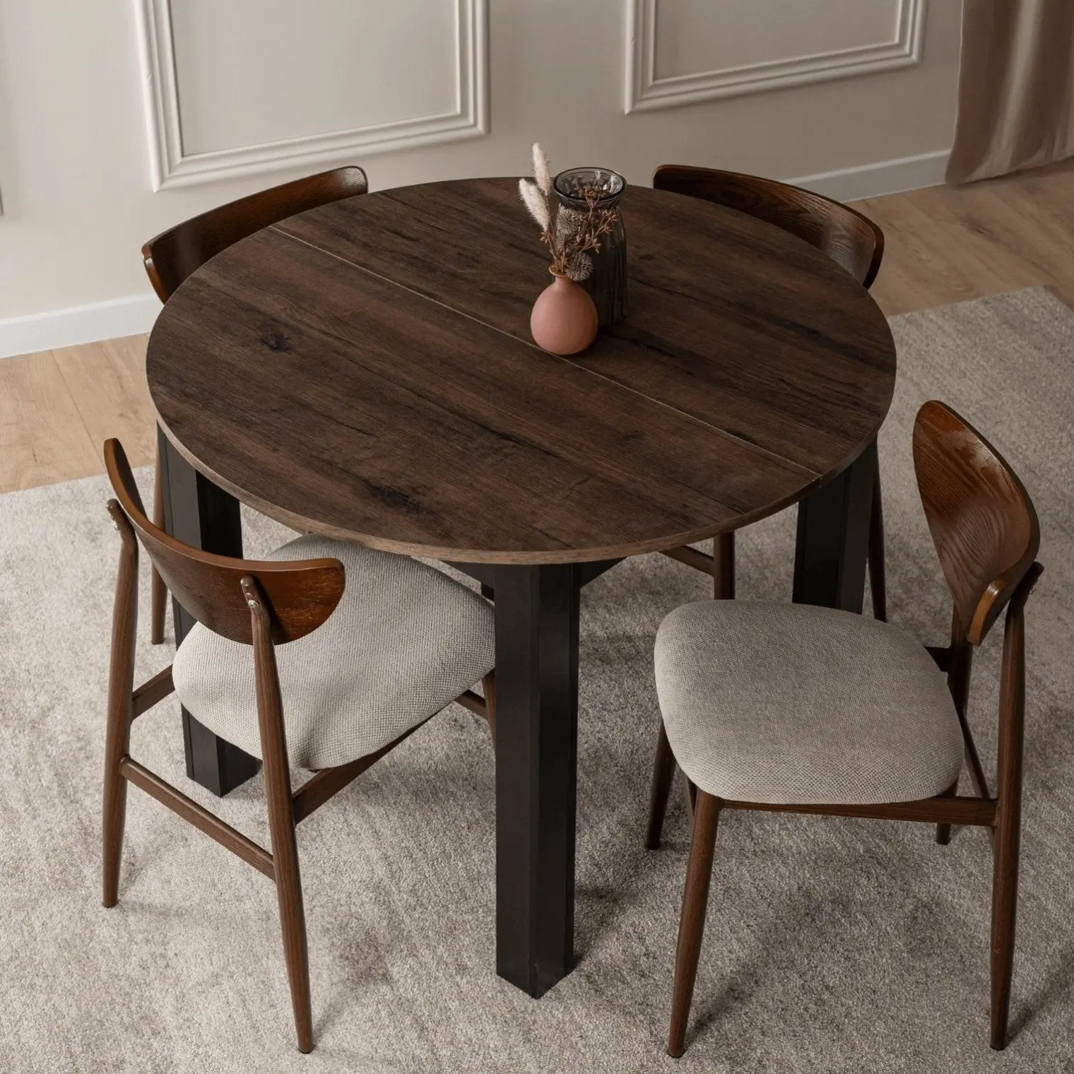 Стол раскладной Mebel Elite Harry 102/142 (Walnut/Black) - 8